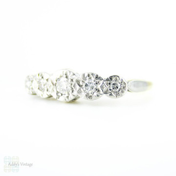Vintage Five Stone Diamond Ring, Graduated Diamond Engagement Ring. Circa 1920s, 18ct & Platinum.