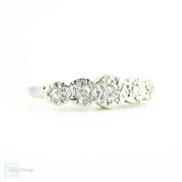 Vintage Five Stone Diamond Ring, Graduated Diamond Engagement Ring. Circa 1920s, 18ct & Platinum.
