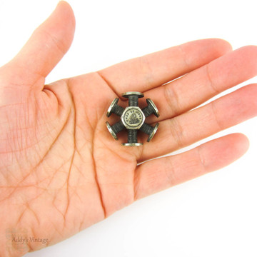 Antique Victorian Intaglio Seal Wheel. Multi Wax Seals: Hand with Heart, Ship, Forget Me Not, Dog, Masonic Eye. Circa 1880s.