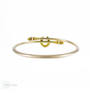 Antique 9ct Horseshoe Bracelet, Victorian Gold Bypass Design Lucky Horseshoe Bangle.