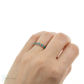 Antique Turquoise Paste Eternity Ring, 9ct Gold Full Hoop Ring. Circa 1880s, Size P / 7.75. 