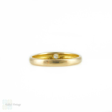 Gypsy Set Diamond Ring, Vintage 18ct Yellow Gold Single Stone Wedding Band.