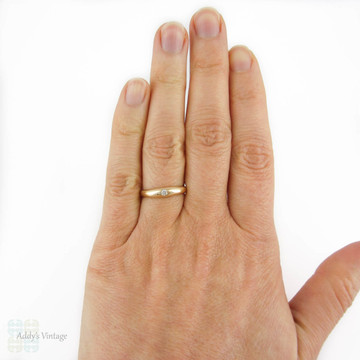 Gypsy Set Diamond Ring, Vintage 18ct Yellow Gold Single Stone Wedding Band.
