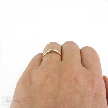 Gypsy Set Diamond Ring, Vintage 18ct Yellow Gold Single Stone Wedding Band.