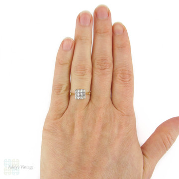 Art Deco Square Checkerboard Diamond Ring, 1920s Engagement Ring. 18ct & Platinum.