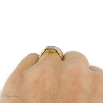 Art Deco Square Checkerboard Diamond Ring, 1920s Engagement Ring. 18ct & Platinum.