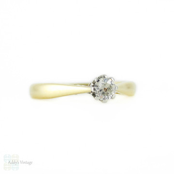 Antique Diamond Engagement Ring, Old Mine Cut Diamond Solitiare Ring in 18ct Yellow Gold.