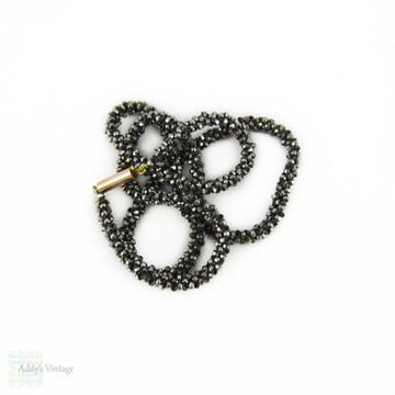 Cut Steel Necklace, Restrung Victorian Era Cut Steel Chain with 9ct Gold Clasp. 41.5 cm / 16.33 inches.