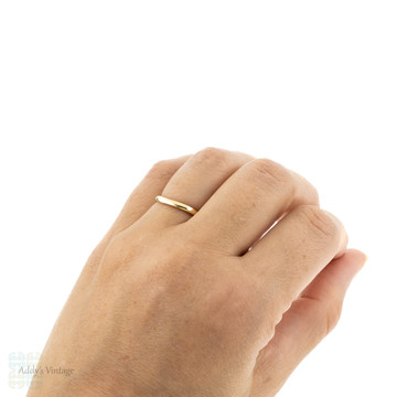 Handmade Curved 18ct Gold Wedding Ring, Recycled 18k Rose, Yellow or White Gold 2mm Band.