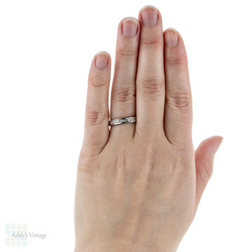 Art Deco Diamond Eternity Ring, Ornately Engraved Wedding Band. Circa 1930s, Size P / 7.75.