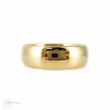 Antique 22ct Wide Wedding Ring, Edwardian 1910s Men's or Women's D Shape Profile Wedding Band. Size Q / 8.25.