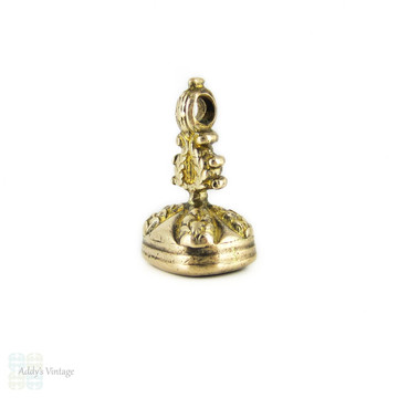 RESREVED. Antique Gilt Seal, Amethyst Glass. 1800s Musical Lyre Fob Engraved May You Be Happy.