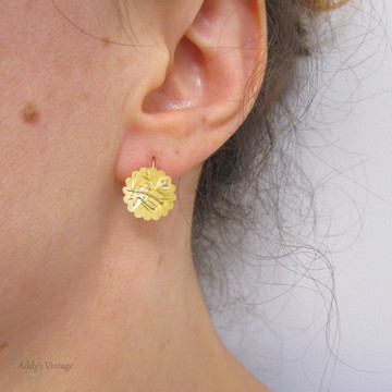 Victorian 15ct Yellow Gold Bird & Butterfly Earrings, Small Drop Pierced Earrings.