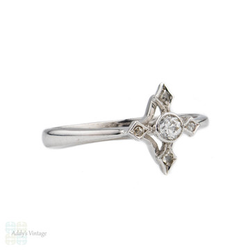 Star Diamond Cluster Ring, Old Mine Cut & Rose Cut Diamonds in 18ct White Gold.