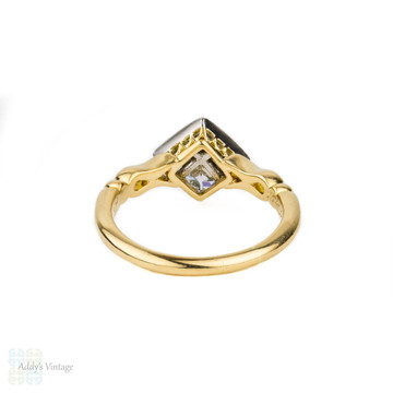 French Cut Antique Diamond Engagement Ring, Kite Shape Diamond Cluster Ring. Circa 1910s.