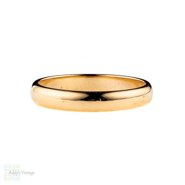 Victorian 22ct Gold Wedding Ring, Antique Ladies D Profile 22k Band. Circa 1850s, Size L / 5.75.