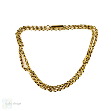 RESERVED. Antique 15ct Gold Chain, Ridged Fancy Link Design 15k Gold Chain. Circa 1900, 48 cm / 19 inches.