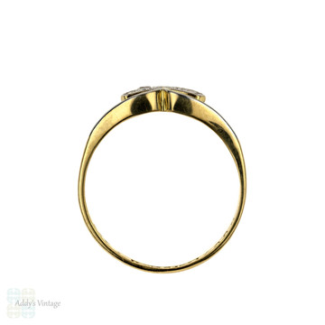 Antique Fan Diamond Ring, Crown Shape with Scalloped Edges. Circa 1910, 18ct & Platinum.