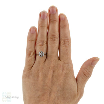 Antique Diamond Cluster Engagement Ring, 1910s Floral Shape with Star Piercing. 18ct & Platinum.