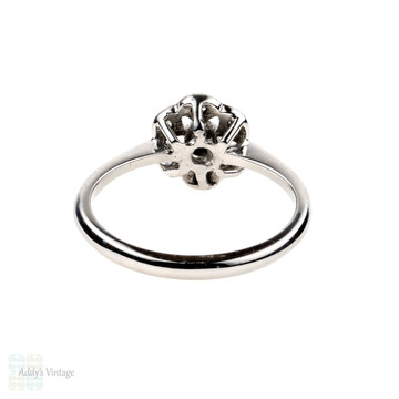 Antique Diamond Cluster Engagement Ring, 1910s Floral Shape with Star Piercing. 18ct & Platinum.