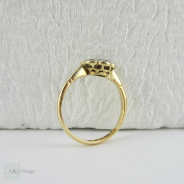 Art Deco Diamond Daisy Engagement Ring. Diamond Cluster Ring in Yellow Gold, Circa 1920s.