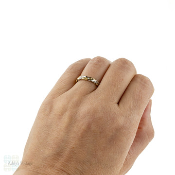 18ct Two-Tone Diamond Eternity Ring, Twist Design 1970s 18k Wedding Band. Size M / 6.25.