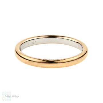 Vintage 22ct & Platinum Wedding Ring, 1940s 22k Ladies Wedding Band. Size M / 6.25.