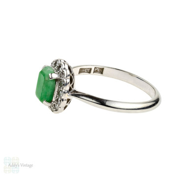 Jade & Diamond Ring, Art Deco 18ct & Platinum Cocktail Ring. Circa 1930s.