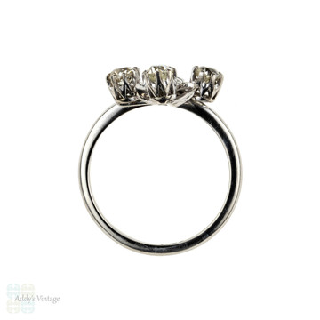 RESERVED. Old Mine Cut Diamond Floral Spray Cocktail Ring. 18ct White Gold & Platinum Dress Ring.