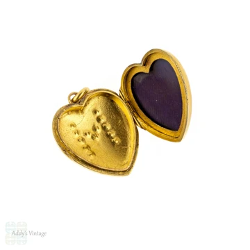 Antique Initial M Locket, Victorian 15ct 15k Gold Back & Front Split Pearl Pendant.