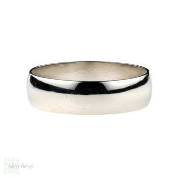 Platinum Men's Wedding Ring, Medium Width D Shape Profile Vintage Band. Size S.5 / 9.5.
