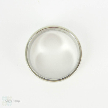 Men's Platinum Wedding Band by Furrer Jacot, Modern Estate 6 mm Wide Classic Low Dome D Shape Wedding Ring. Size R.5 / 8.75.