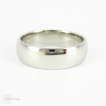 Men's Platinum Wedding Band by Furrer Jacot, Modern Estate 6 mm Wide Classic Low Dome D Shape Wedding Ring. Size R.5 / 8.75.