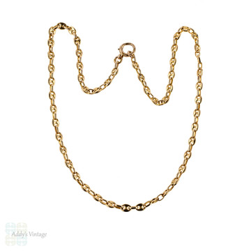 RESERVED Antique 9k Anchor Link Chain Necklace, 9ct Rose Gold Sailor Link. 46 cm / 18 inches.