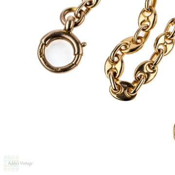 RESERVED Antique 9k Anchor Link Chain Necklace, 9ct Rose Gold Sailor Link. 46 cm / 18 inches.