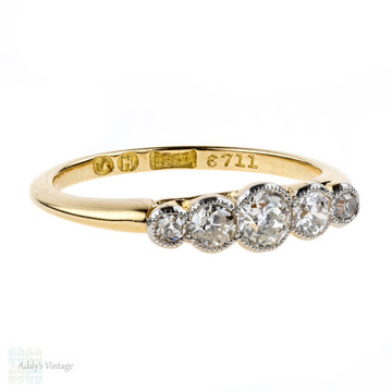 Edwardian Five Stone Old European Cut Diamond Engagement Ring, 0.40 ctw 18ct Yellow Gold.