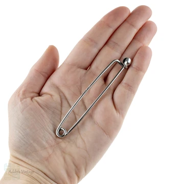 Vintage Sterling Silver Kilt Pin, Large Blanket Safety Pin. Scottish Hallmarks, 1930s.