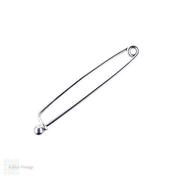 Vintage Sterling Silver Kilt Pin, Large Blanket Safety Pin. Scottish Hallmarks, 1930s.