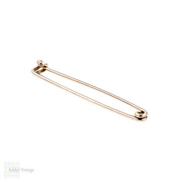 Antique Large 9k Rose Gold Safety Pin, Vintage 9ct Gold Pin Brooch. Circa 1920s.