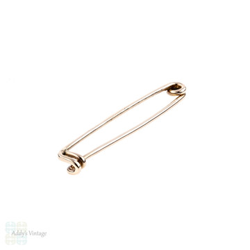 Antique Large 9k Rose Gold Safety Pin, Vintage 9ct Gold Pin Brooch. Circa 1920s.