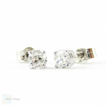 Payment 3. Old European Diamond Stud Earrings. Antique 0.45 ctw Old  Cut Diamonds in Classic 18ct White Gold Mountings.