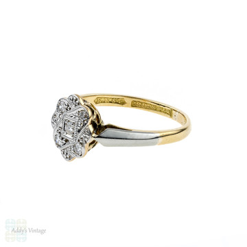 Art Deco Diamond Engagement Ring, Five Stone Cluster Ring. Circa 1920s, 18ct & Platinum.