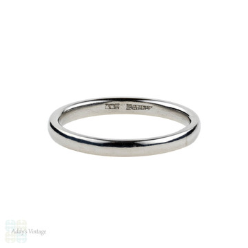 Art Deco Platinum Wedding Ring, Vintage 1930s Ladies Wedding Band. Size M / 6.25.