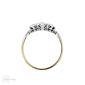 Diamond Heart Engagement Ring, Vintage 1920s Three Stone. 18ct Gold & Platinum.