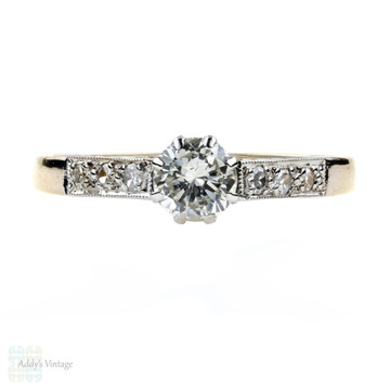 Vintage Diamond Engagement Ring, Single Stone in Diamond Mount, 18ct & Platinum