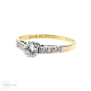 Vintage Diamond Engagement Ring, Single Stone in Diamond Mount, 18ct & Platinum