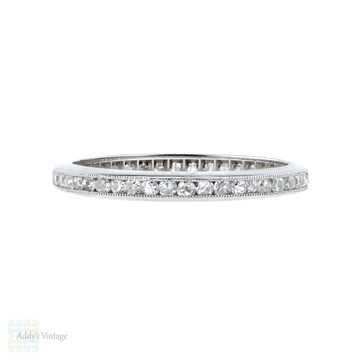 RESERVED. Diamond Eternity Ring, Art Deco 18ct Gold Eternity Full Hoop Wedding Band. Size O / 7.25.