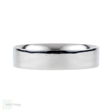 Men's Platinum Wedding Ring, 5mm Flat Court Classic Band. Size T / 9.5. 