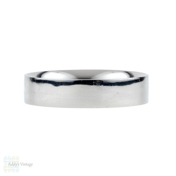 Men's Platinum Wedding Ring, 5mm Flat Court Classic Band. Size T / 9.5. 