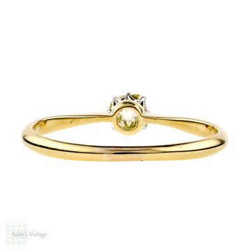 Antique Diamond Solitaire Engagement Ring, 0.36 ctw Old Mine Cut, 18ct 18k Yellow Gold.